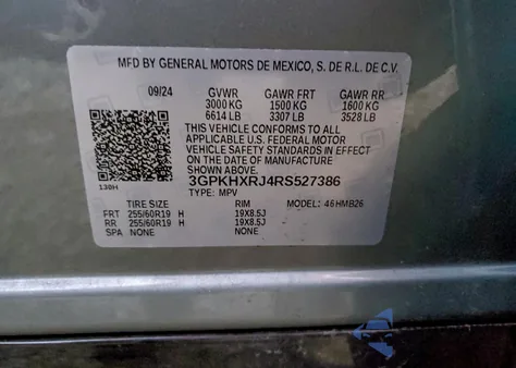 2024 Honda Prologue Tour из США, поврежденный, VIN 3GPKHXRJ4RS527386